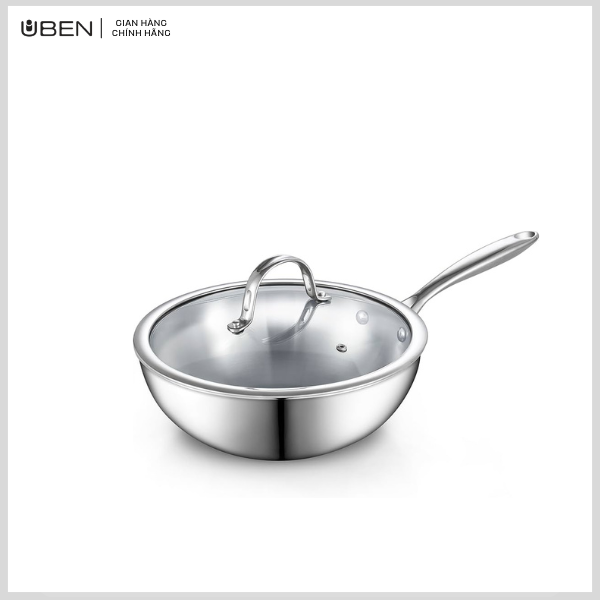 Chảo sâu lòng đúc inox 304 liền khối phi 24 UBF2024D